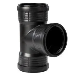 LAGE DRUK T-STUK 110 MM MANCHET ZWART