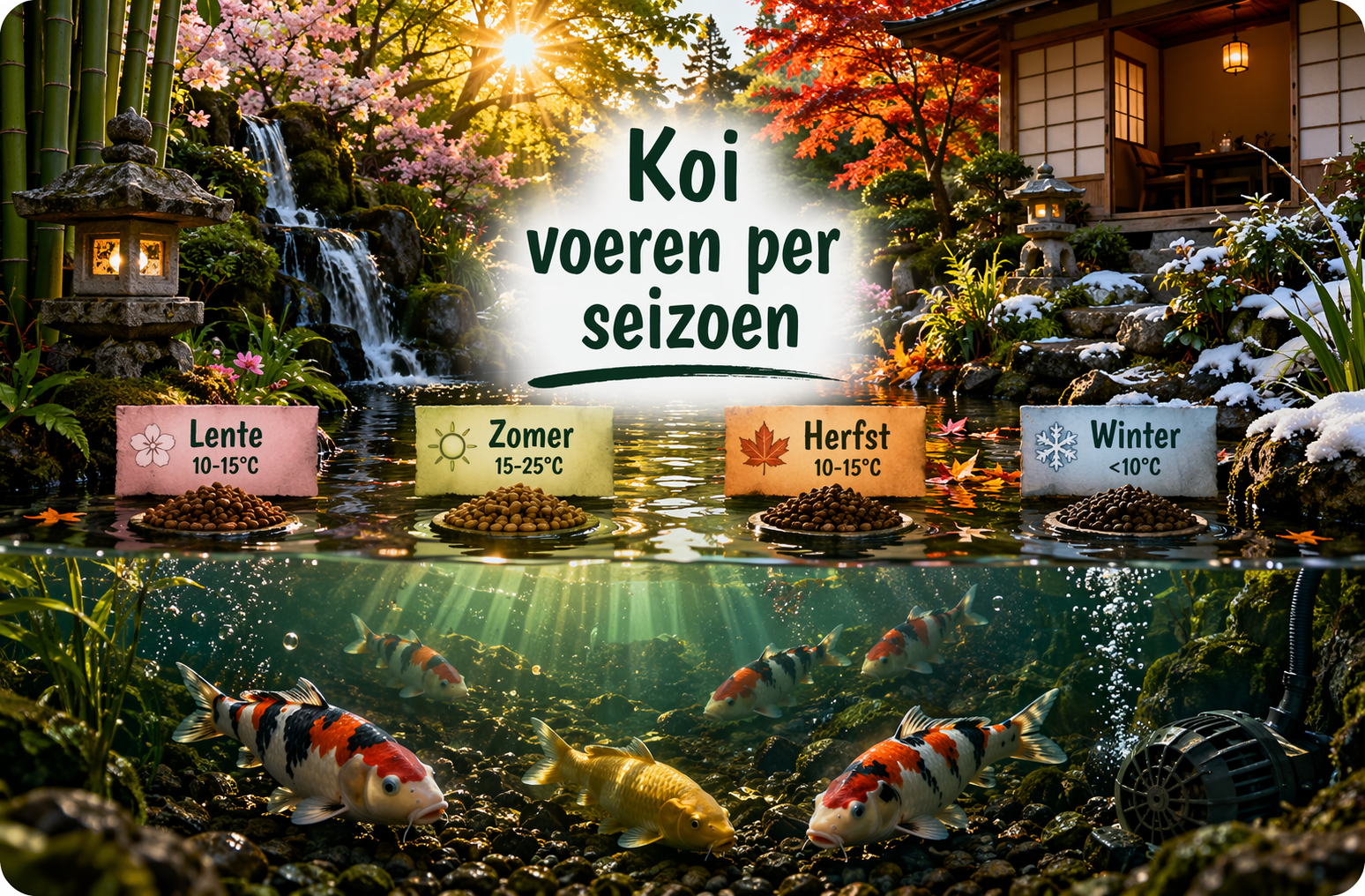 Koi voeren per seizoen