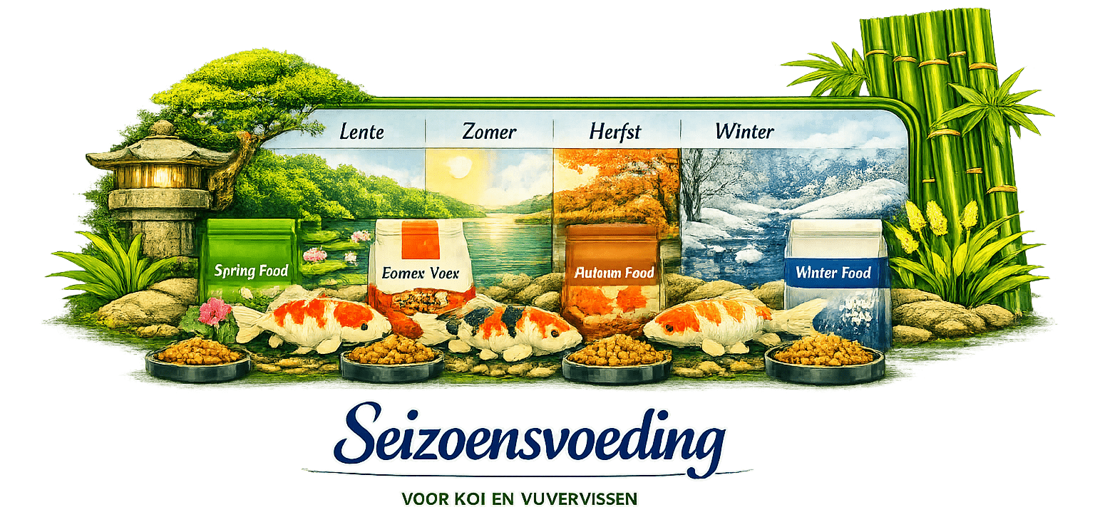 Seizoensvoeding voor koi en vijvervissen