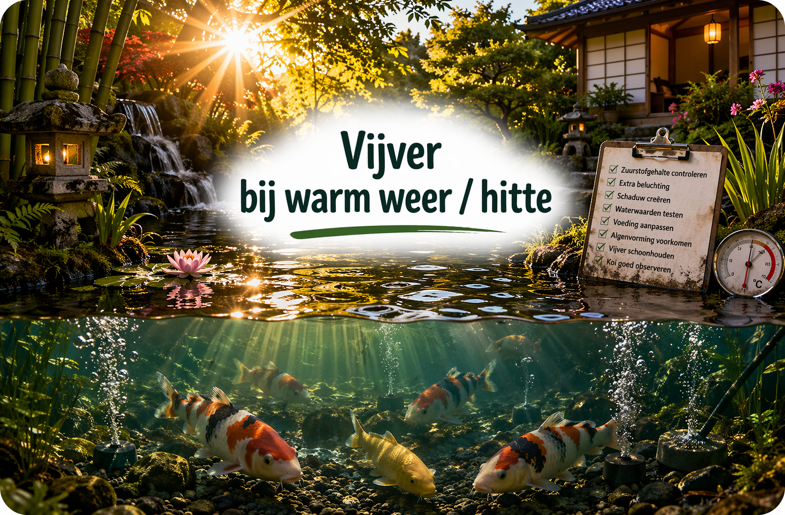Vijver bij warm weer / hitte