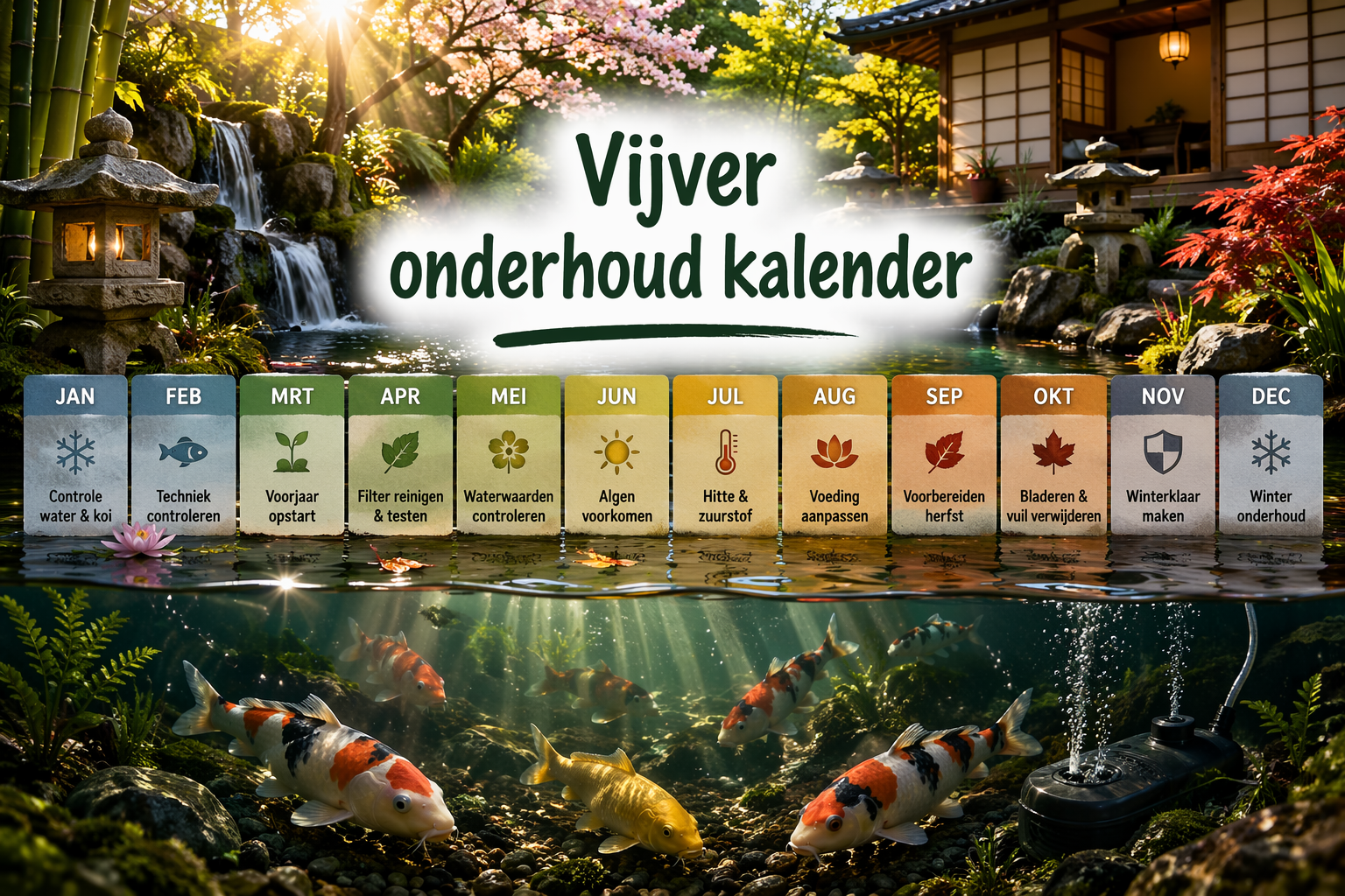 Vijver onderhoud kalender (maandplanning)