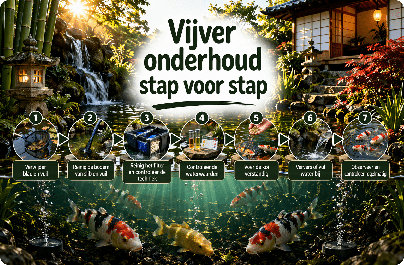 Vijver onderhoud stap voor stap