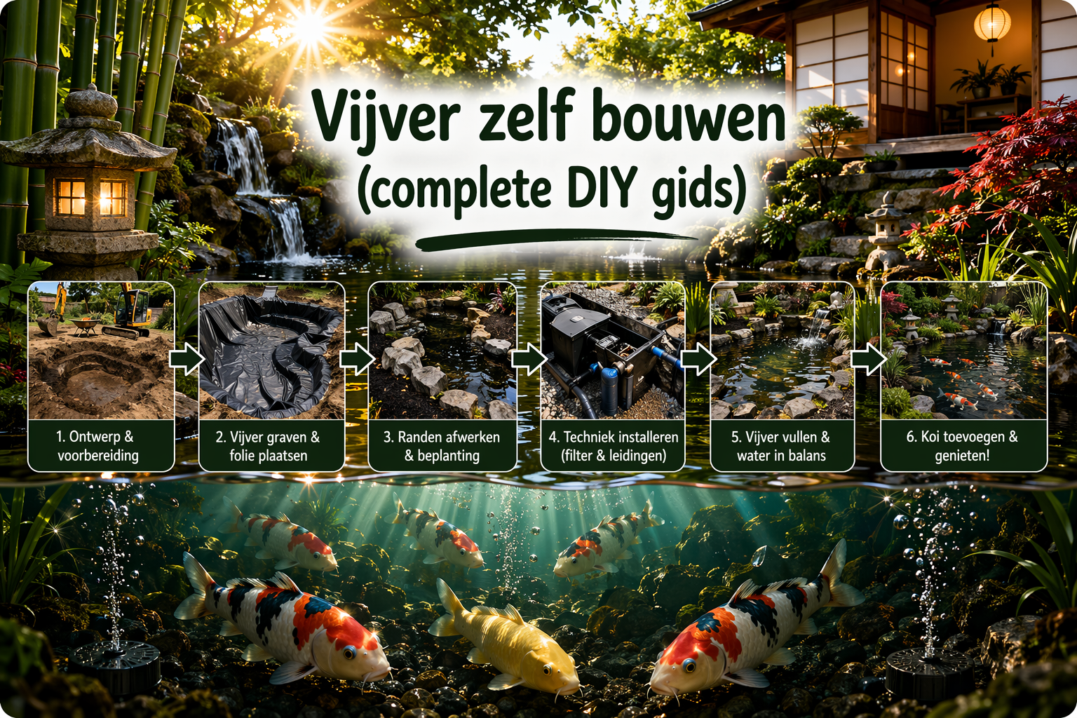 Vijver zelf bouwen (complete DIY gids)