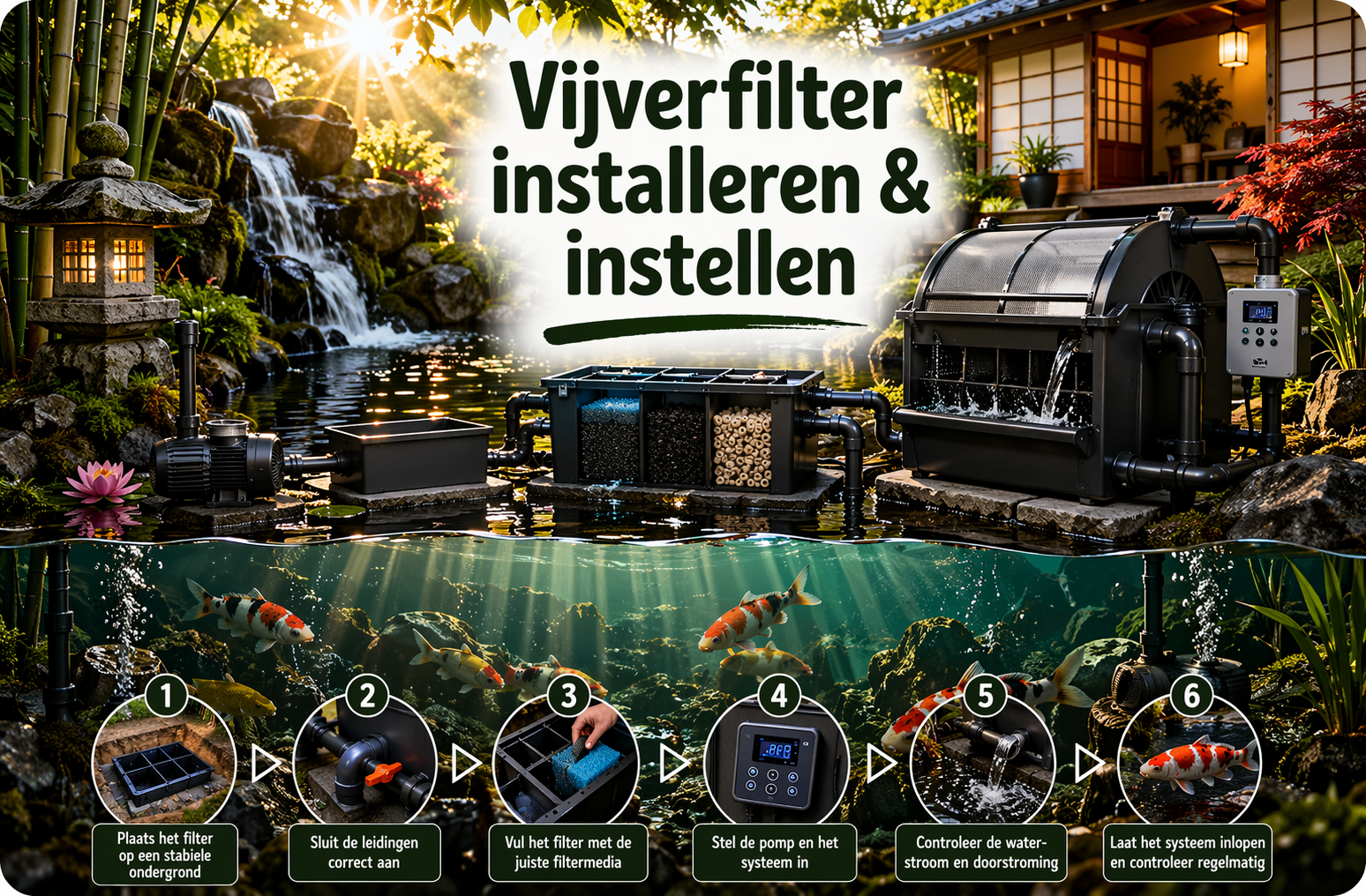 Vijverfilter installeren & instellen