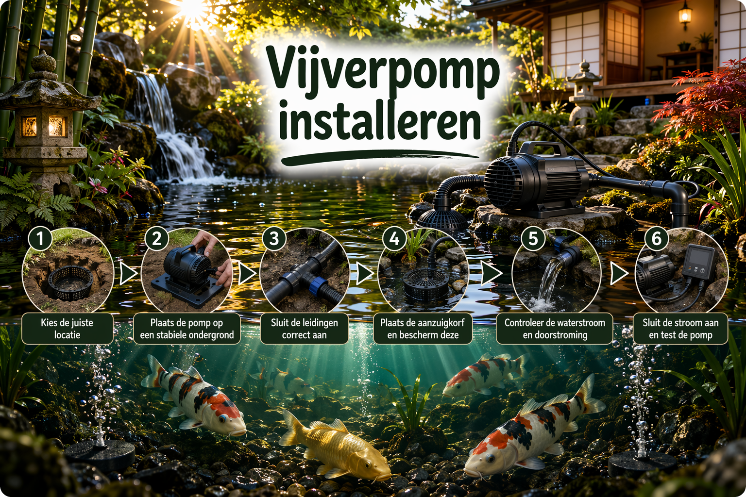 Vijverpomp installeren