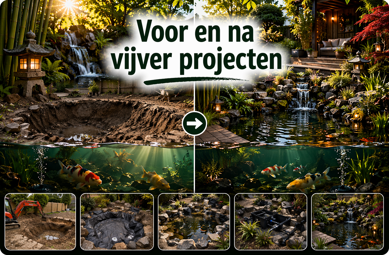 Voor en na vijver projecten